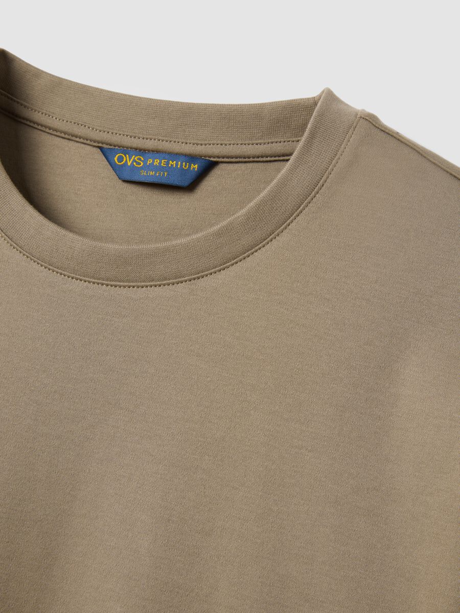Beige slim-fit mercerised pure cotton T-shirt_5