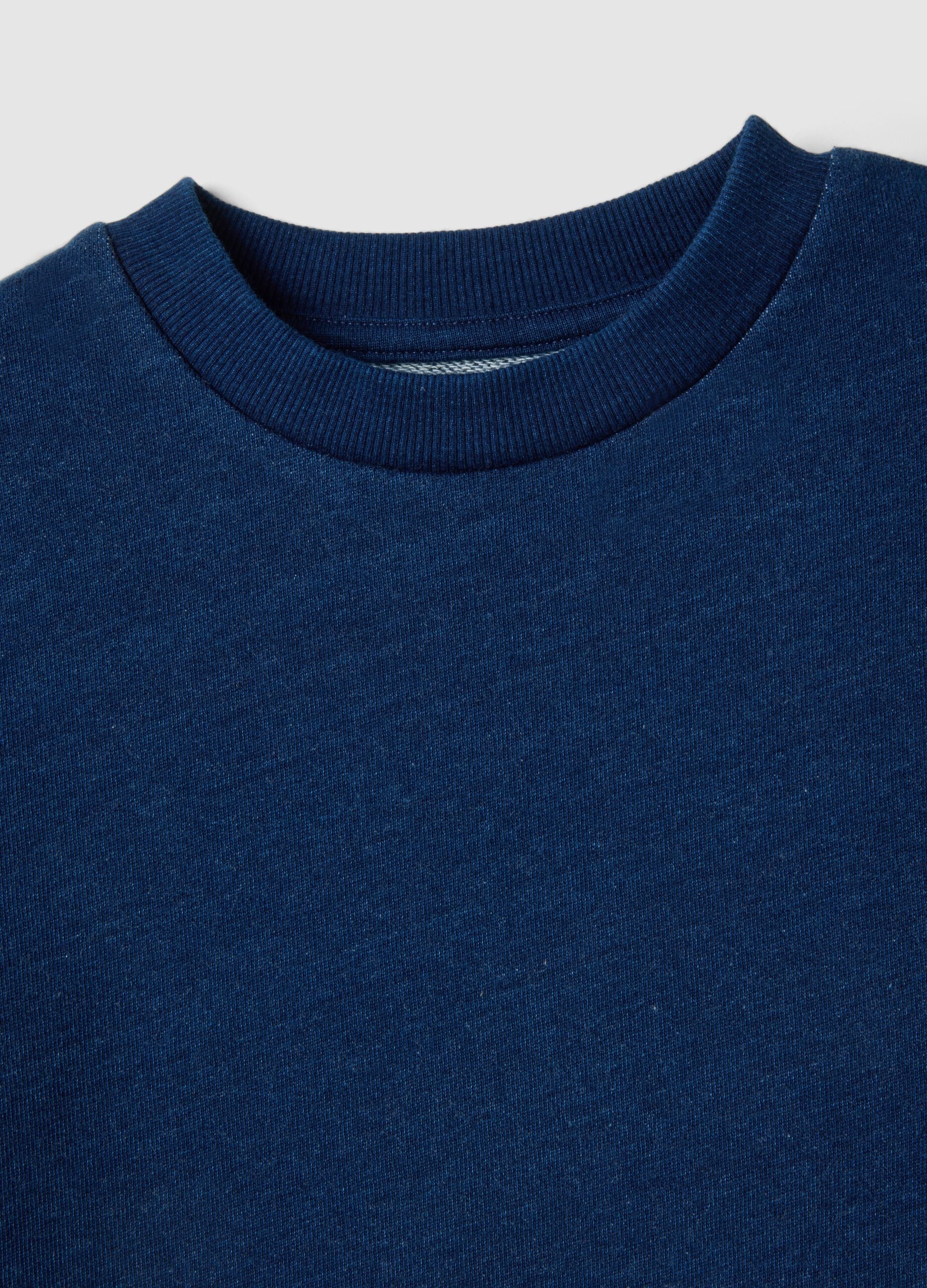 Kids' Oversized Fit Blue Cotton Blend T-shirt
