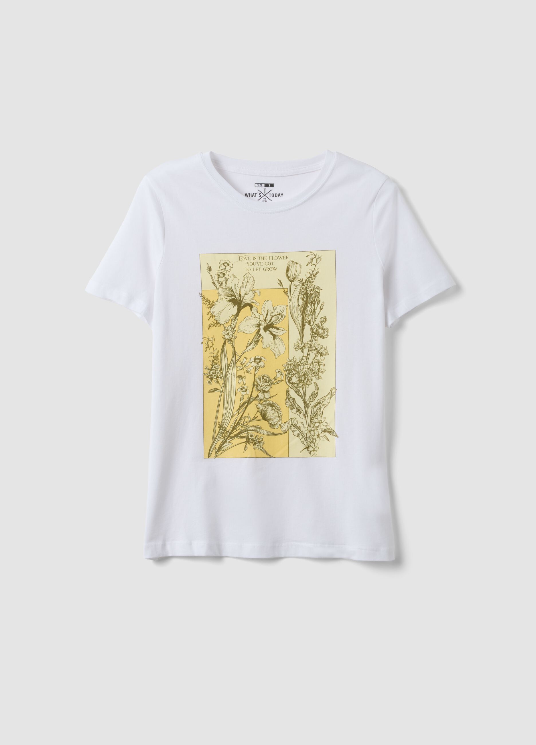 Regular fit white pure cotton t-shirt with print