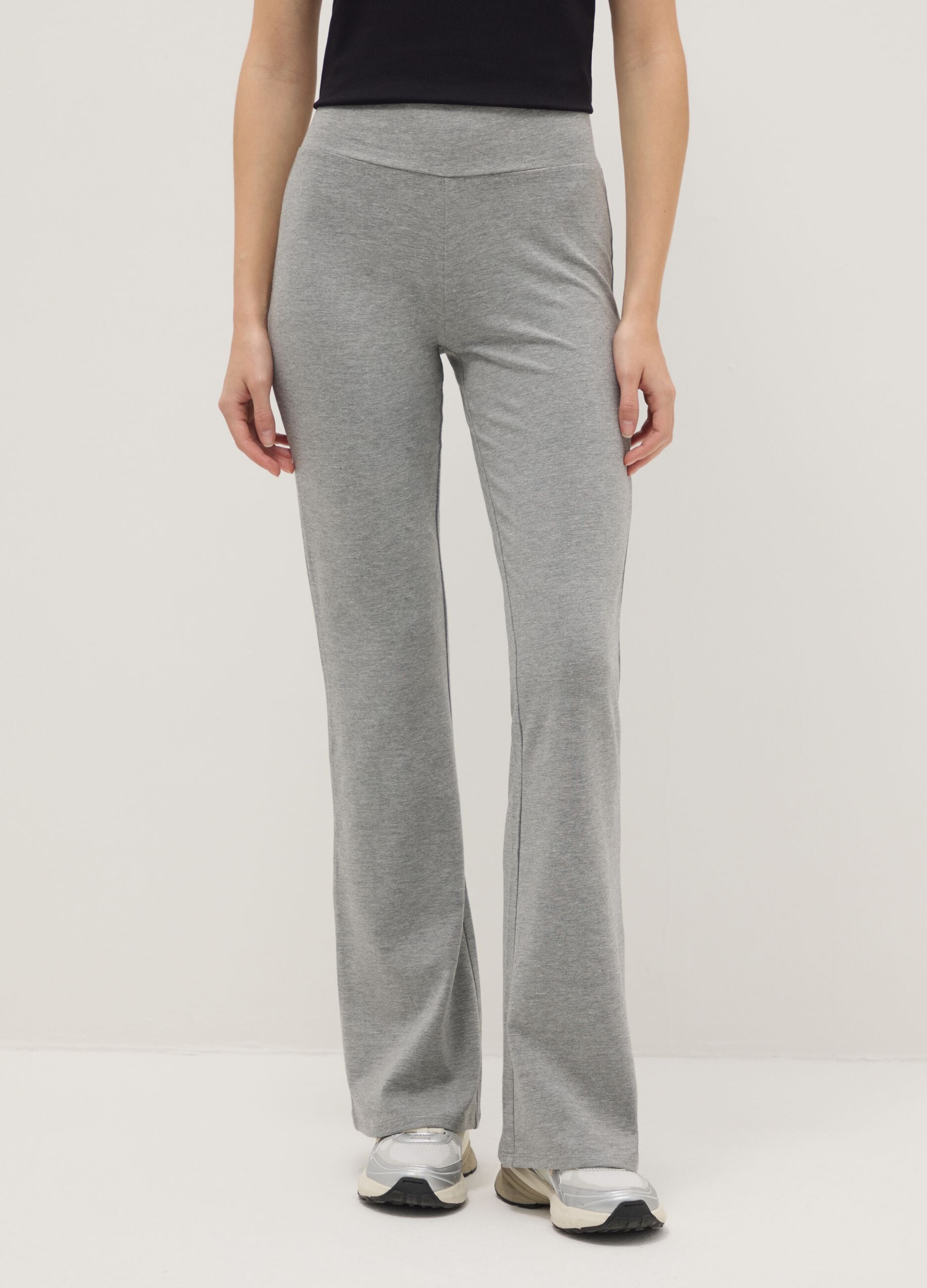 Grey flared stretch cotton leggings