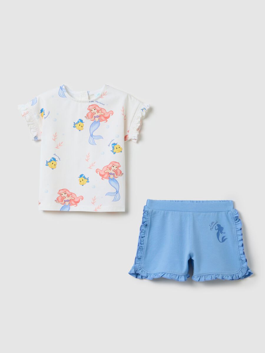 Completo jogging da bambina in cotone elasticizzato bianco regular fit _0