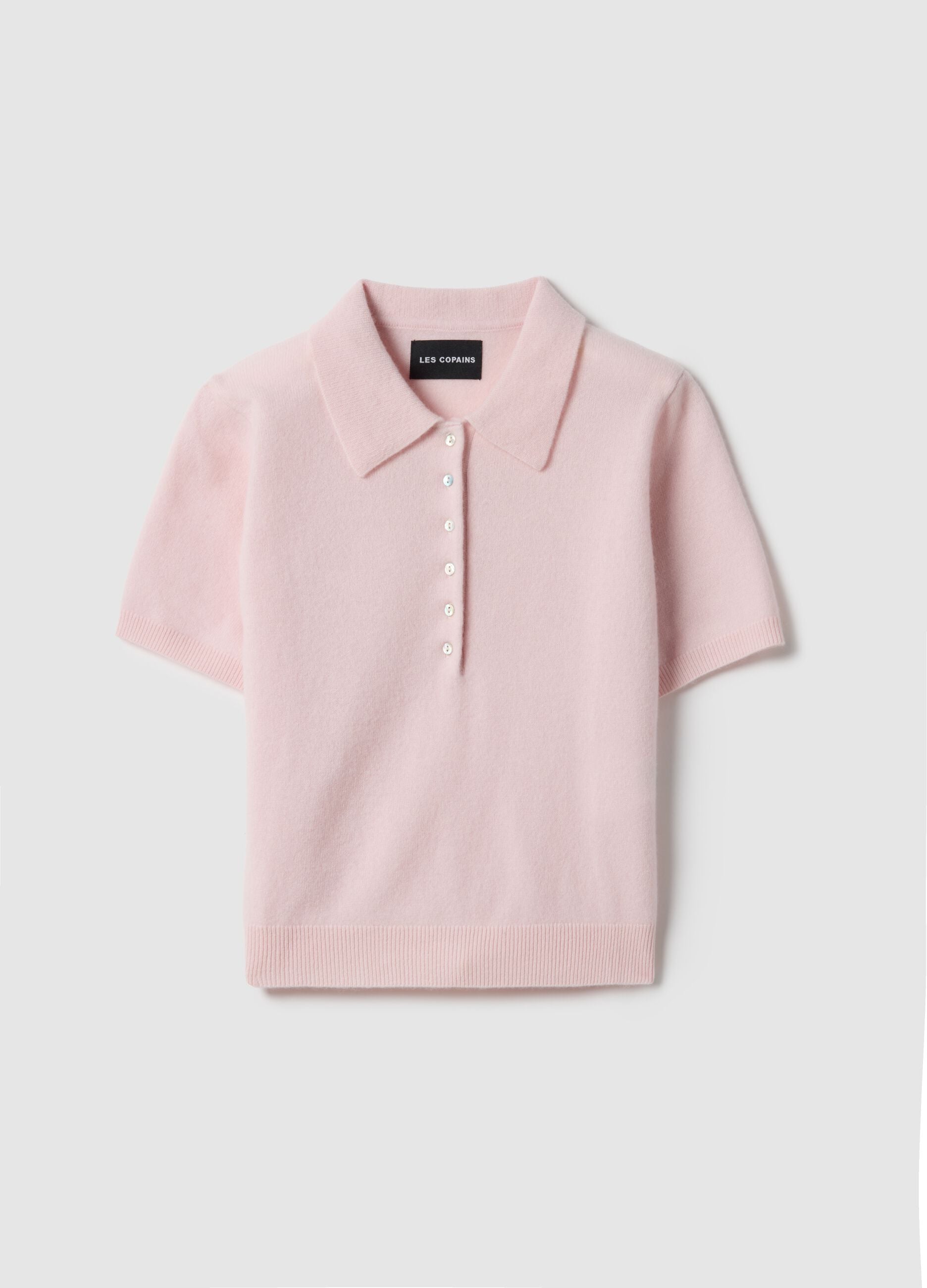 Regular fit pure wool pink jumper with polo collar