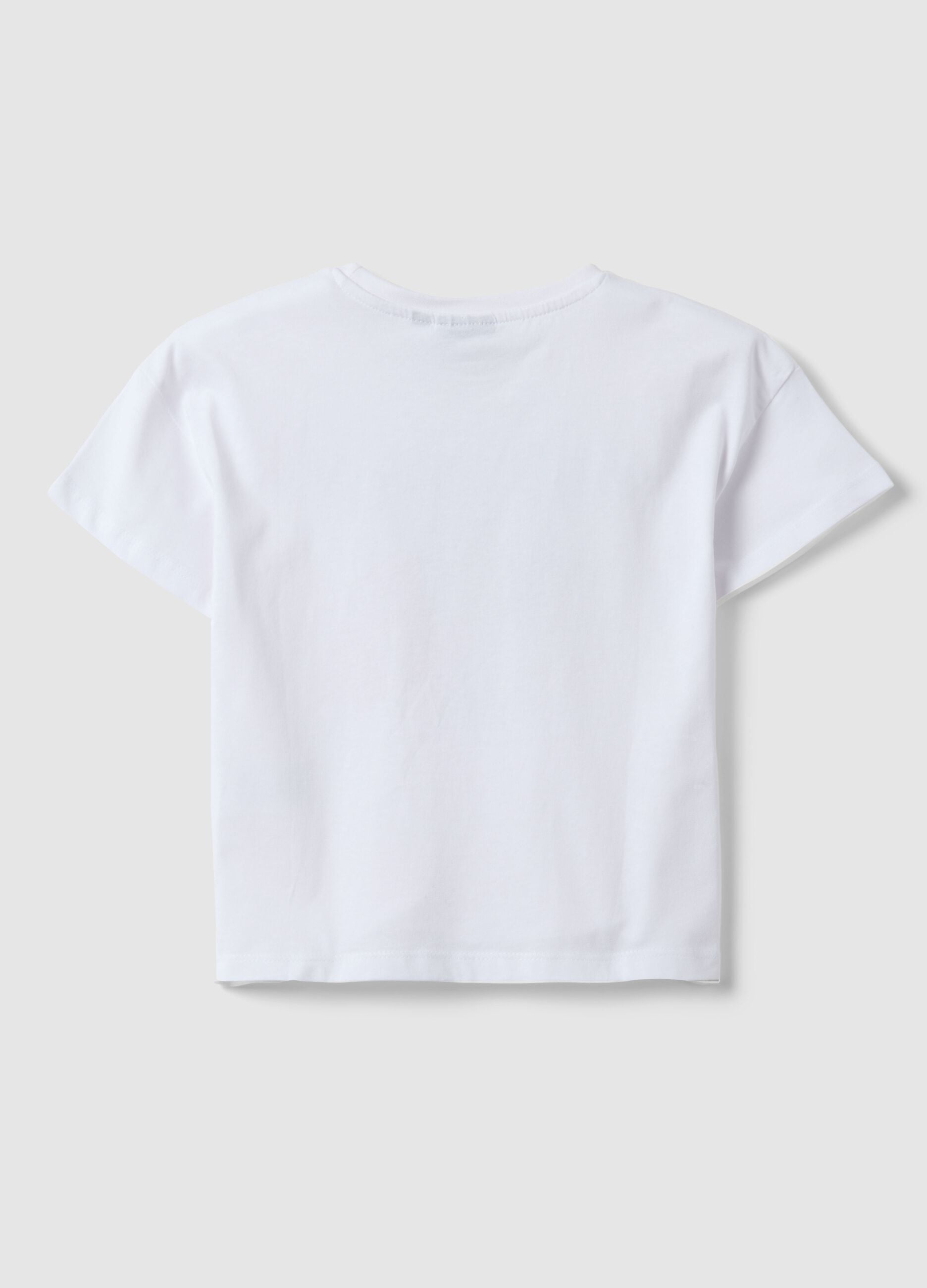 White pure cotton T-shirt with K-Pop Demon Hunters print, regular fit