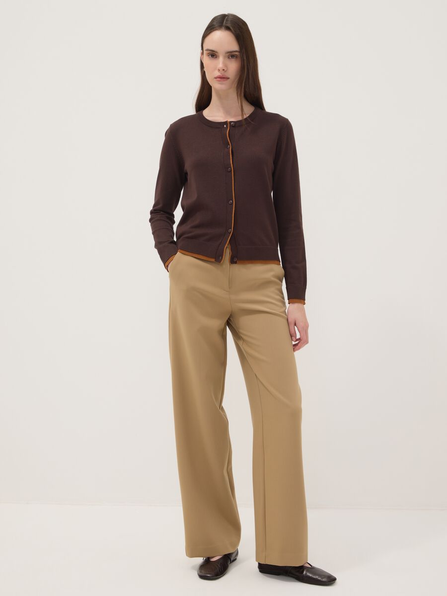 Brown long-sleeved viscose-blend cardigan_2