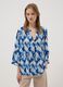 Blue patterned long-sleeve top_0