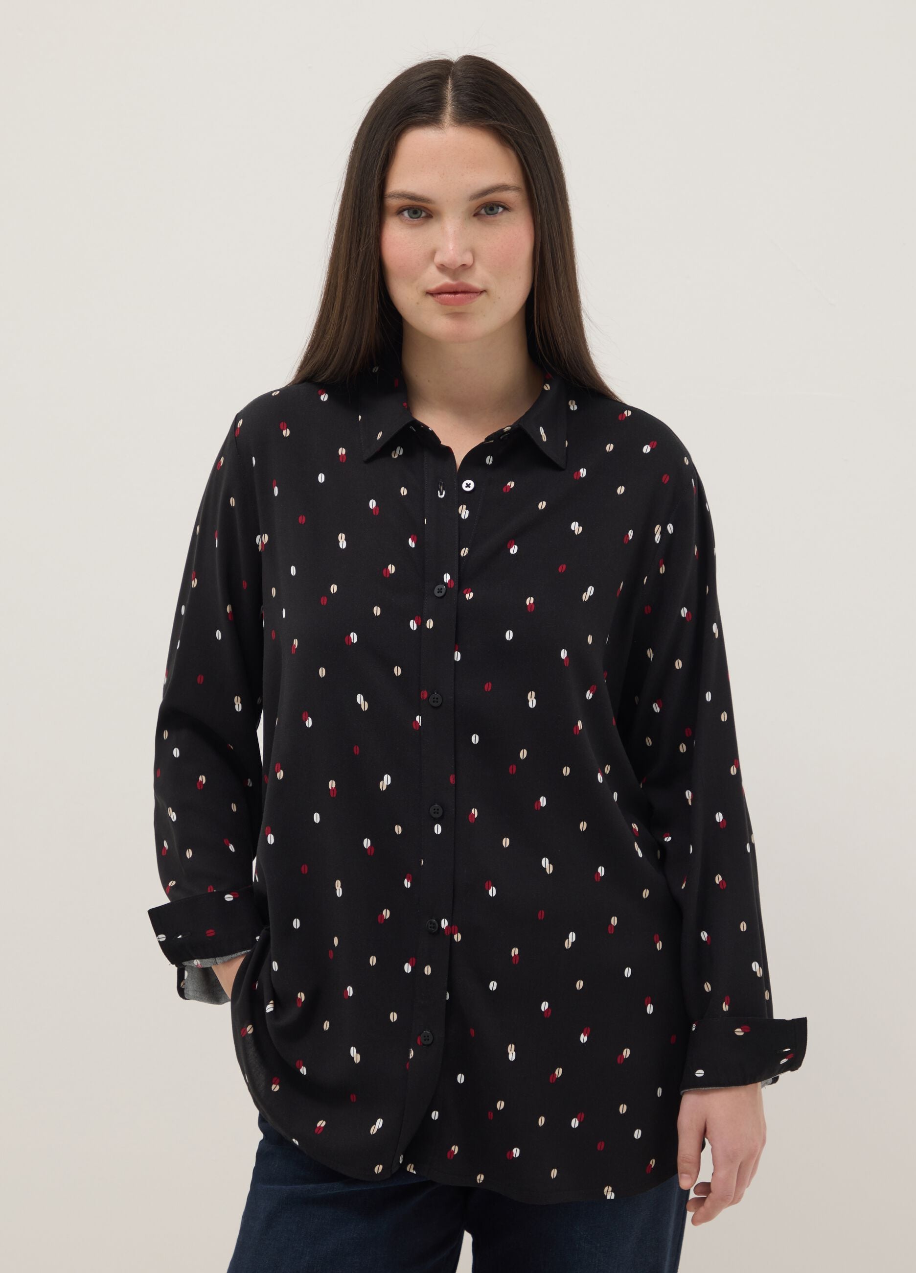 Multicolour pure viscose shirt with regular fit and prints