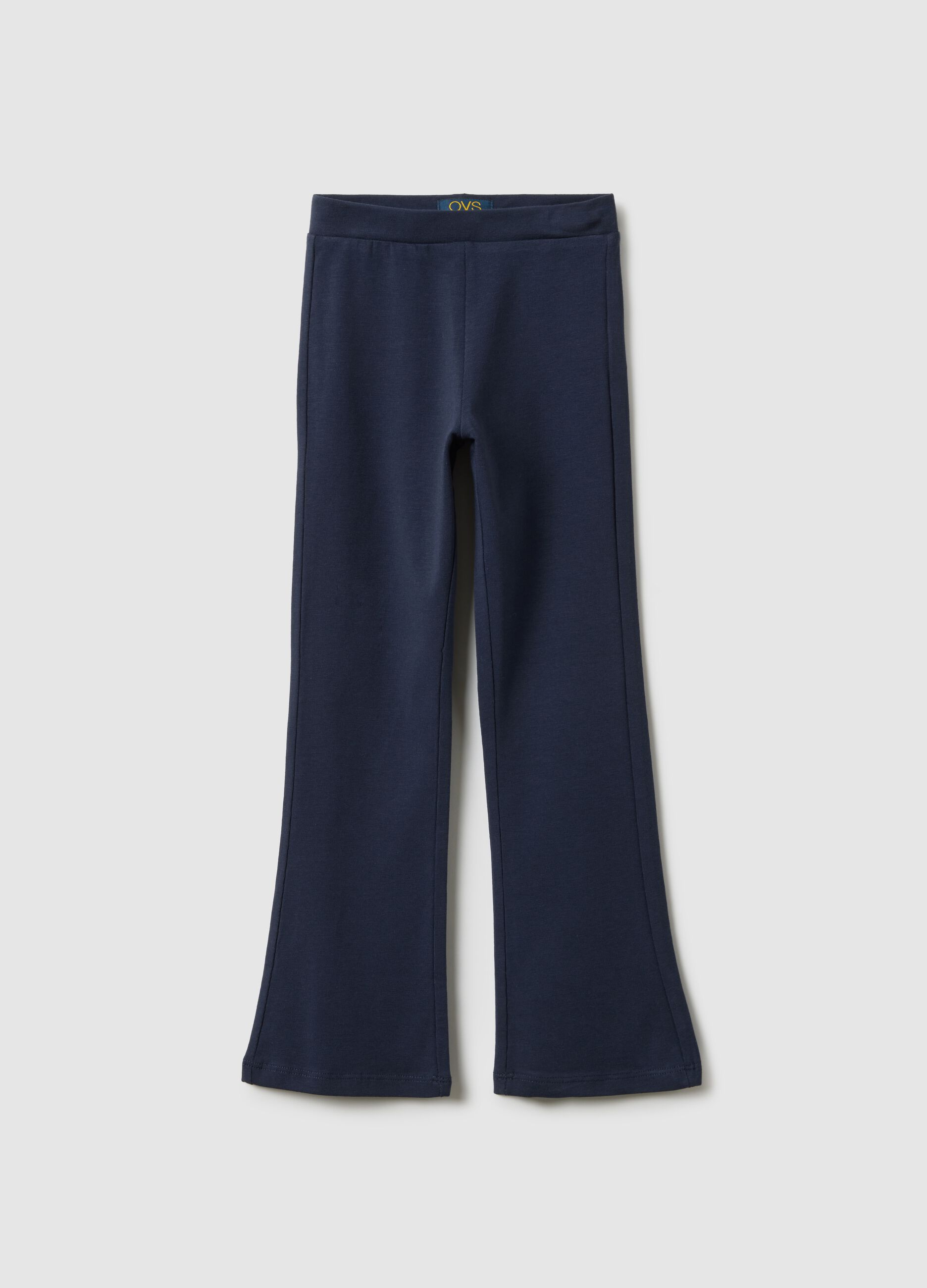 Blue stretchy cotton regular fit leggings for girls