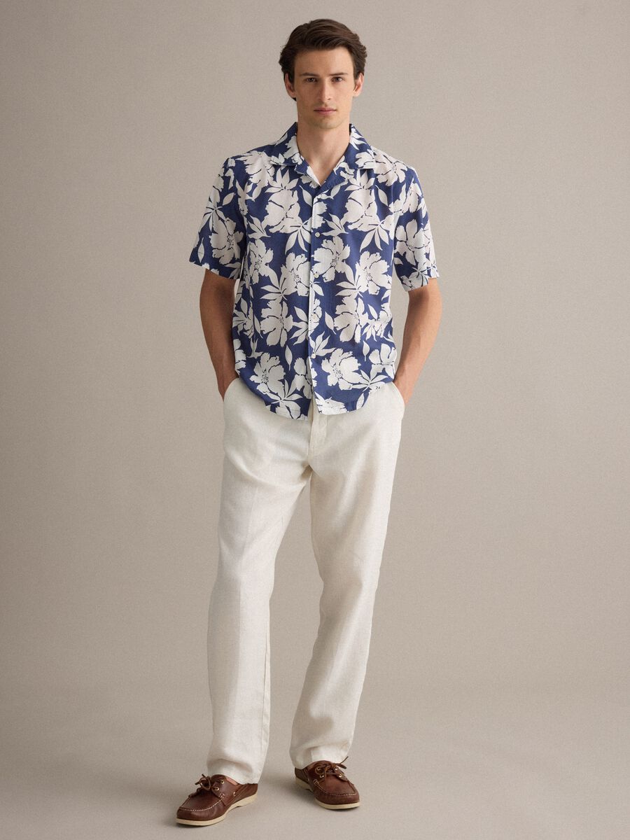 Blue organic cotton floral shirt_2