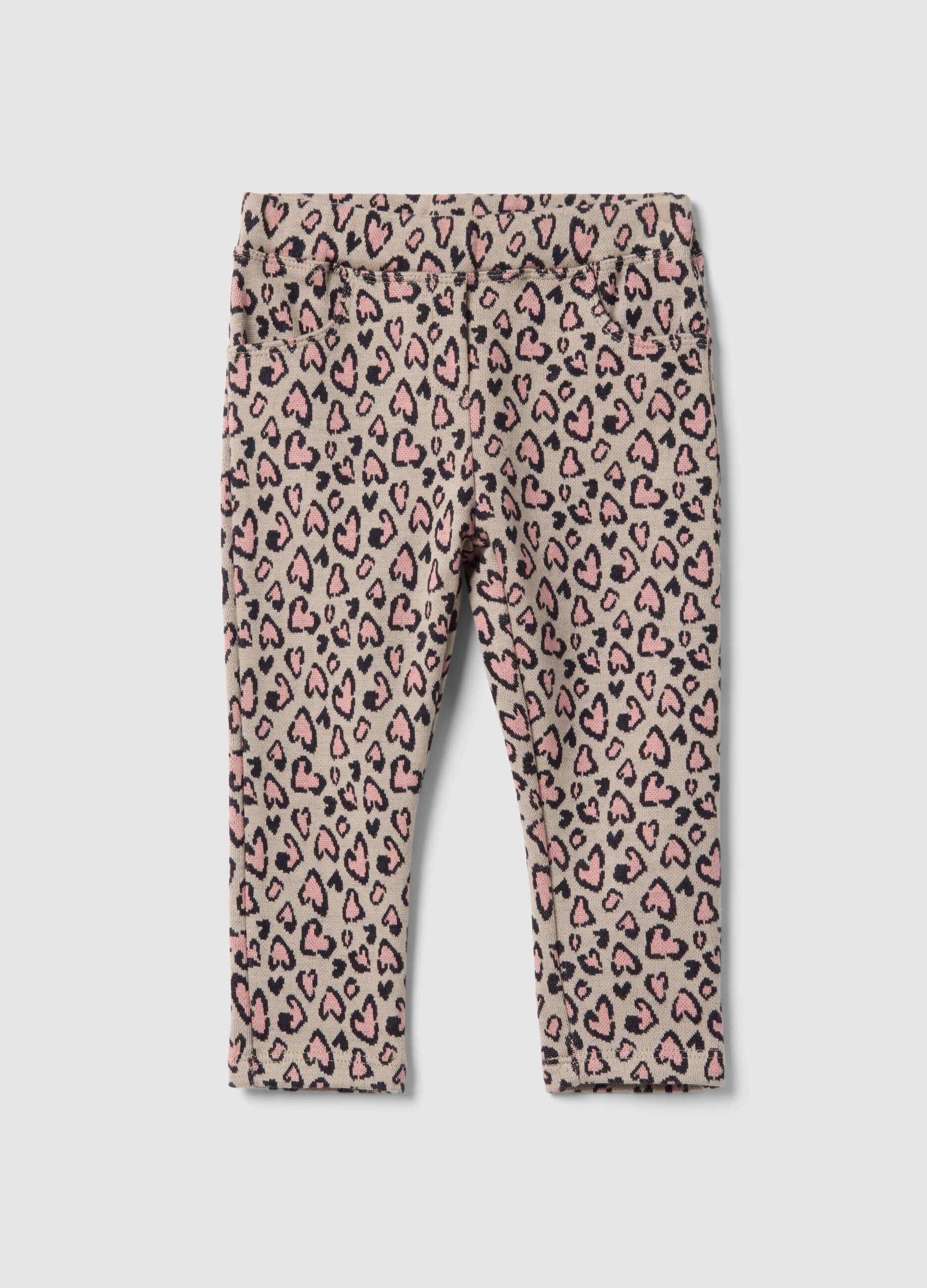 Slim fit leopard print cotton stretch treggings for girls