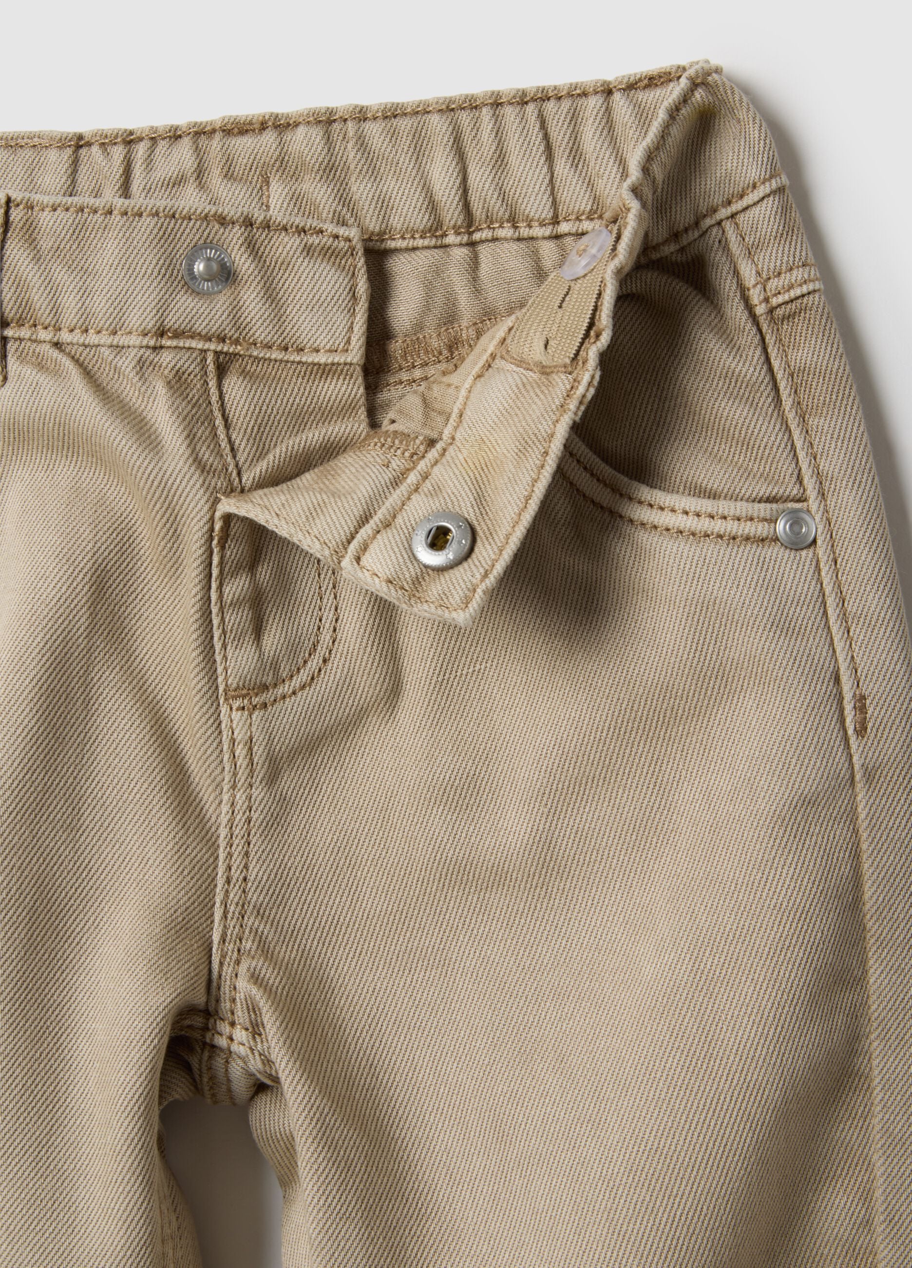 Boys' beige regular fit pure cotton trousers