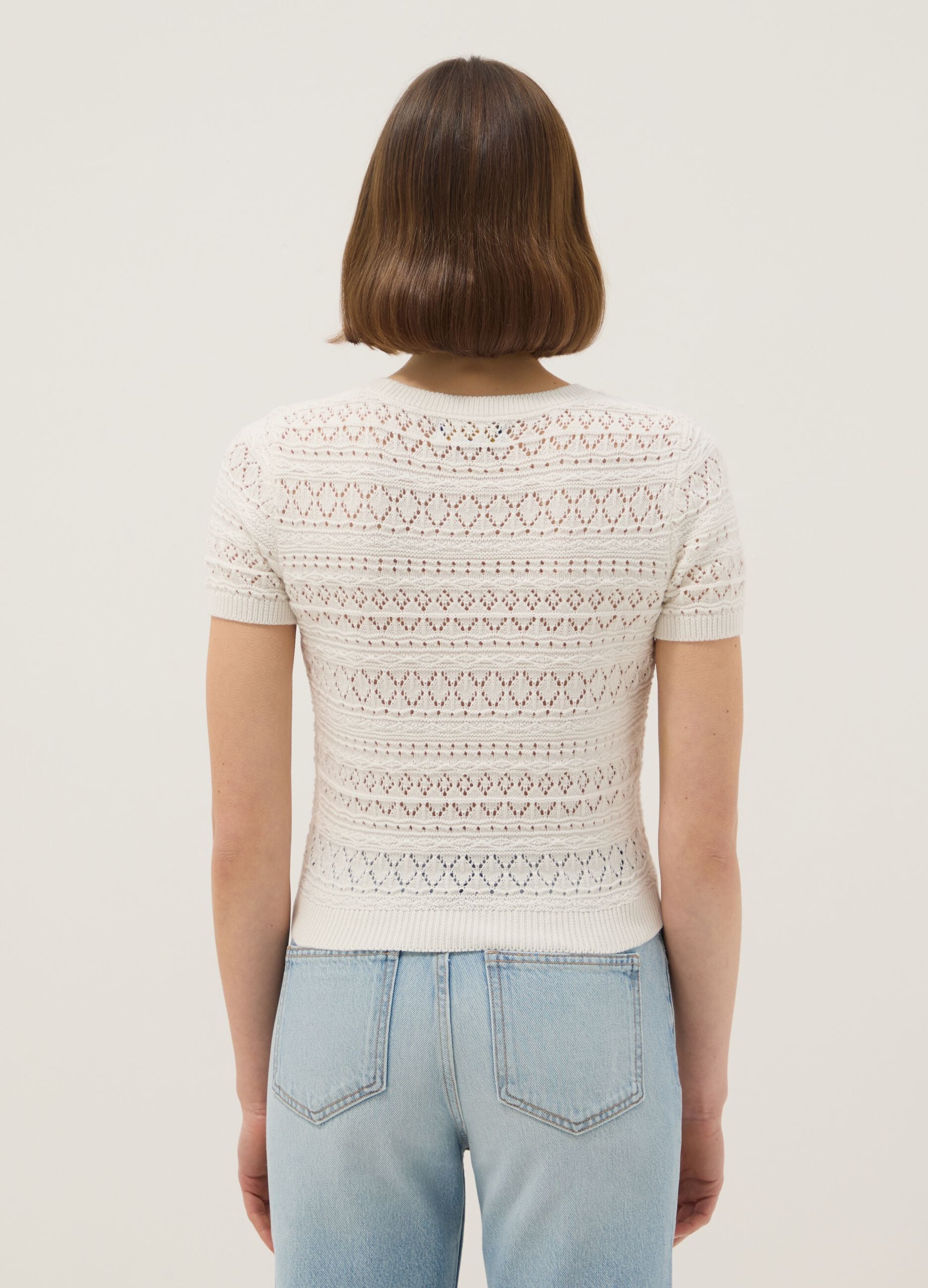 White pure cotton regular fit knitted shirt