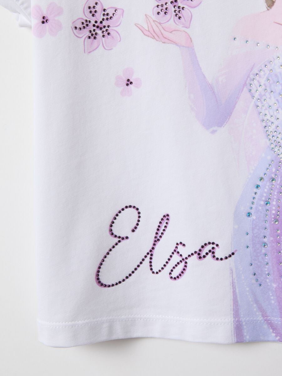 Multicolour stretch cotton T-shirt for girls with Frozen print_3