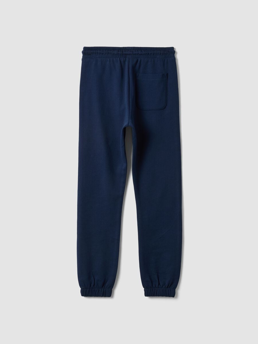 Blue pure cotton jogger trousers with print for boys_4