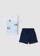 Blue and white pure cotton T-shirt and shorts set for baby boy, regular fit_0