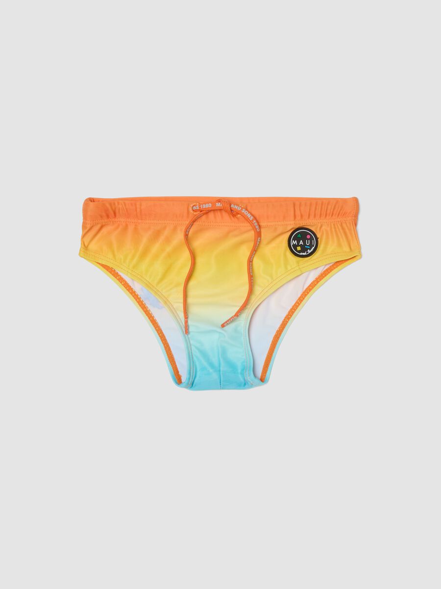 Orange and blue stretch swim briefs for boys_0