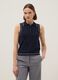 Sleeveless blue viscose blend slim fit polo with buttons_0
