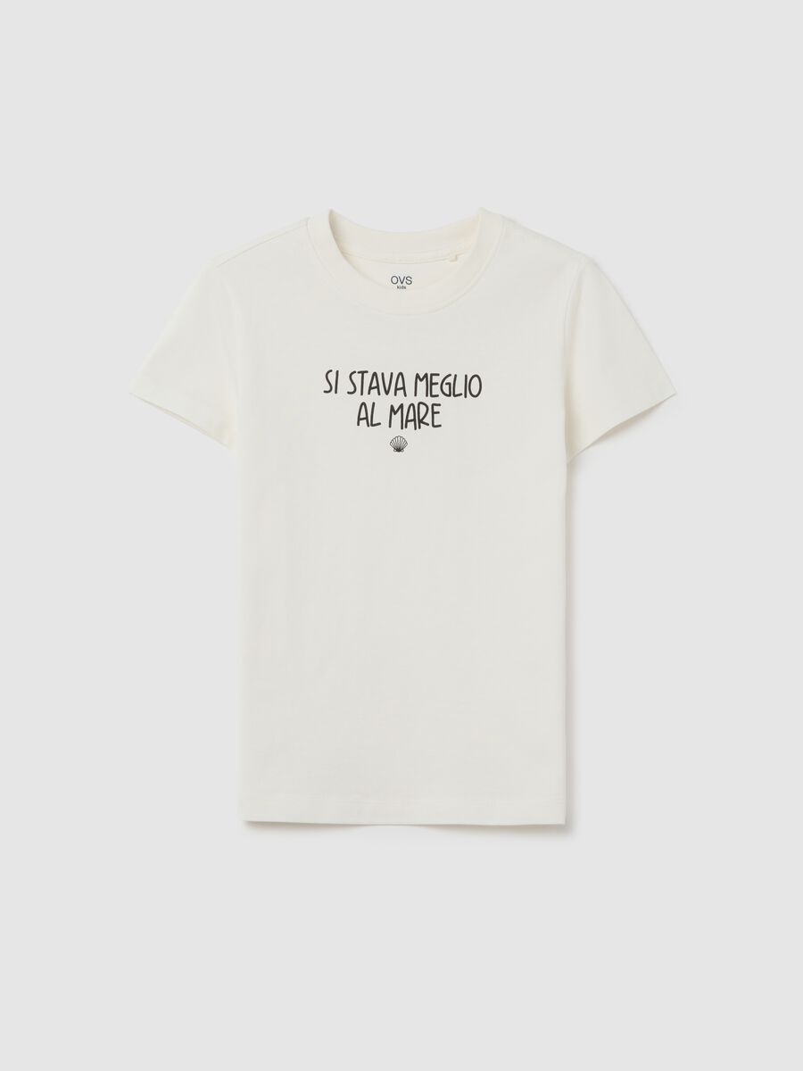 Girls&rsquo; white regular-fit T-shirt in 100% cotton with print_3