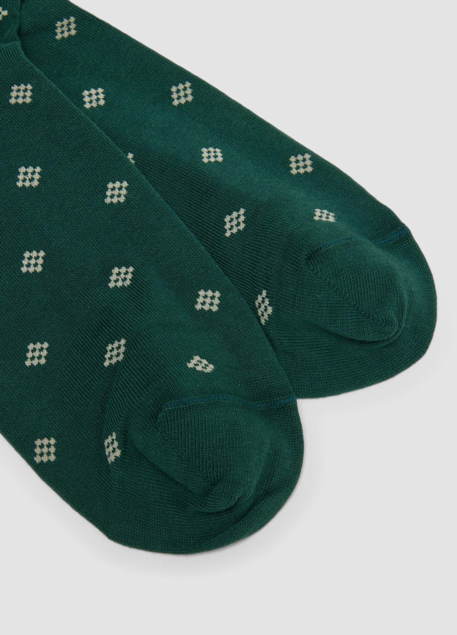 Two-pack of green stretch cotton blend socks