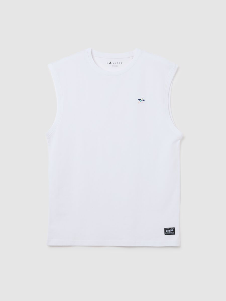 Men&rsquo;s white regular-fit vest top in 100% cotton with embroidery_4