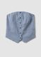Slim-fit white and blue checked linen-blend corset_4