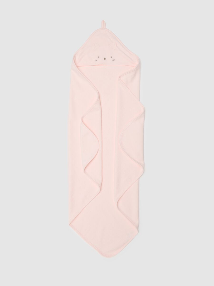 Regular fit pink baby girl bathrobe in cotton blend_1