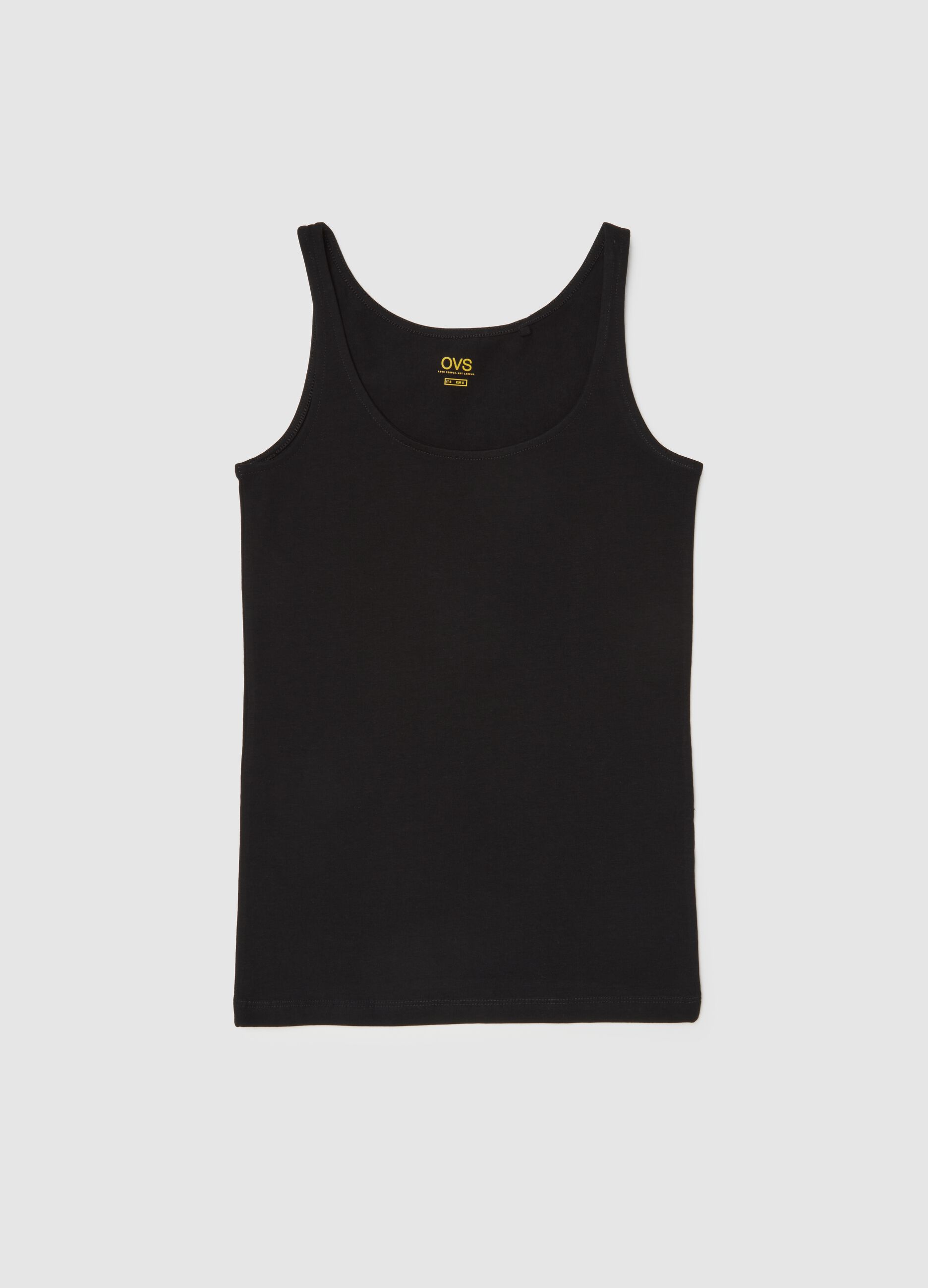 Stretch cotton vest with wide shoulder straps
