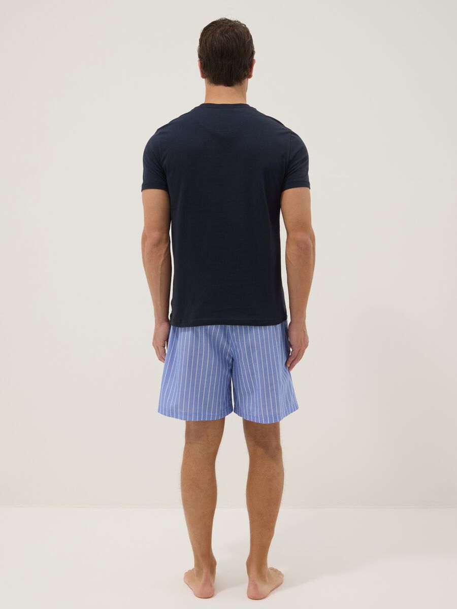 Blue short striped pyjamas in pure organic cotton jersey_2