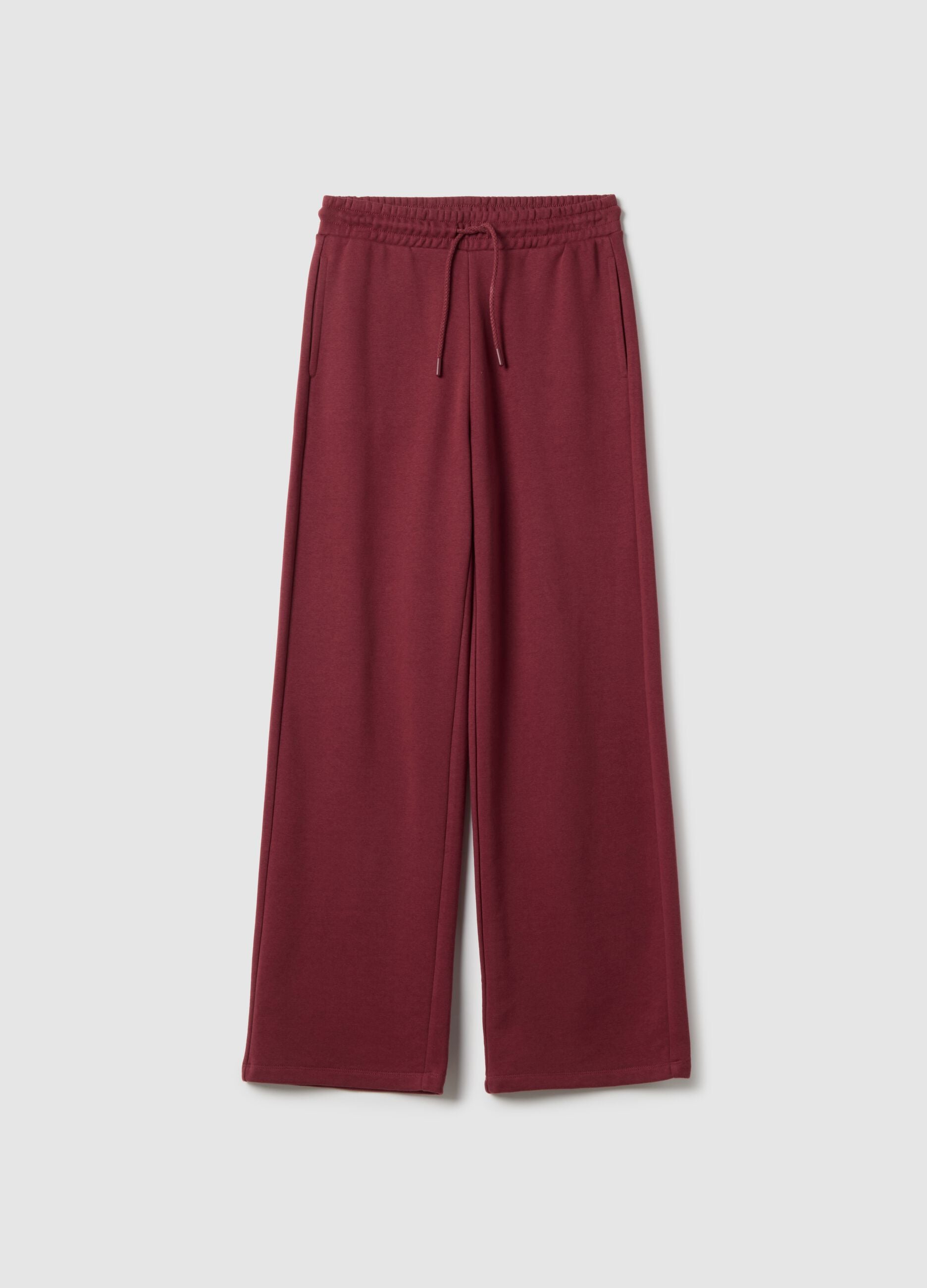 Pink regular fit cotton blend trousers