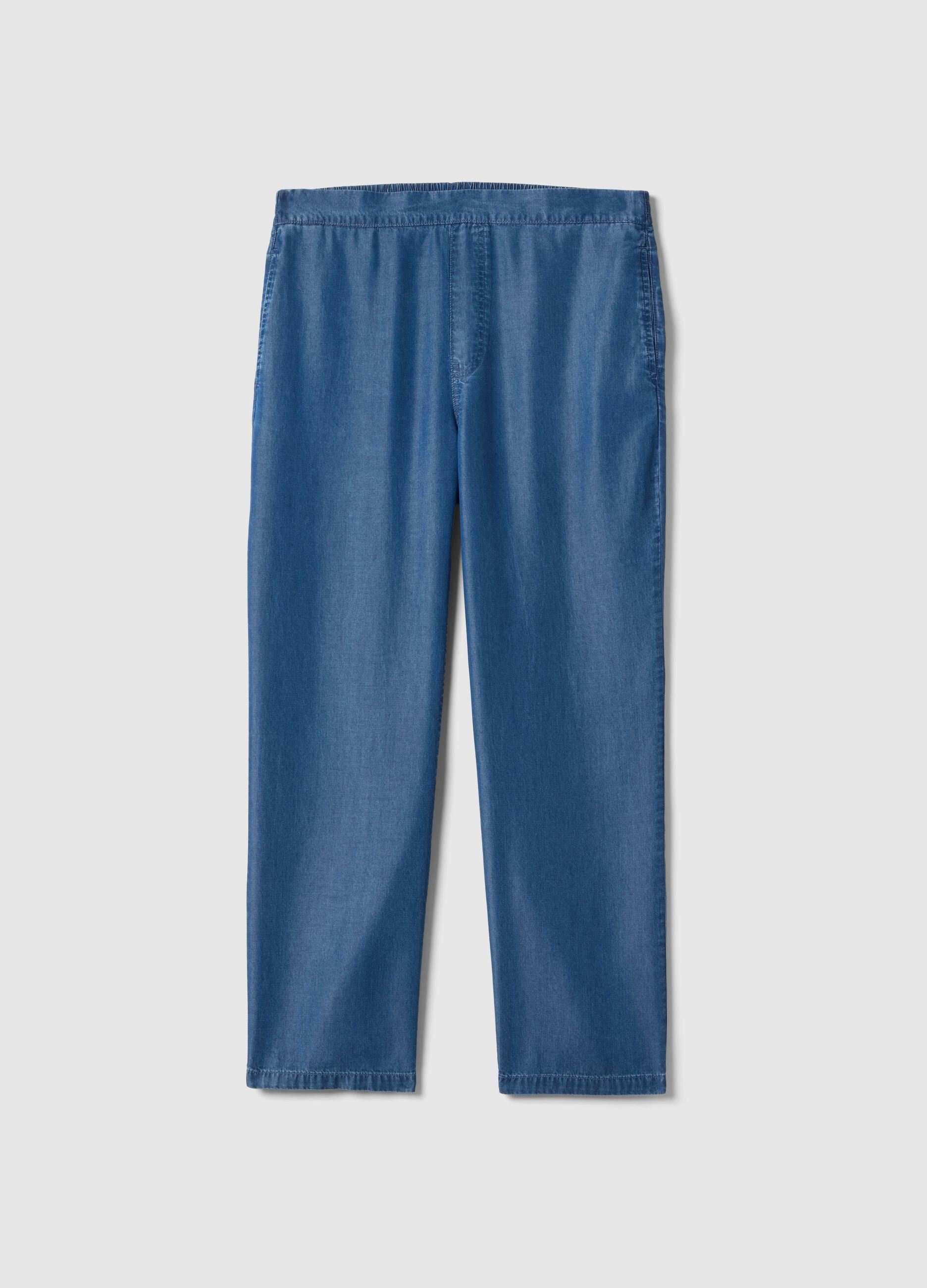 Regular fit blue pure lyocell jogger trousers