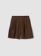Shorts in misto lyocell e lino marroni regular fit_5