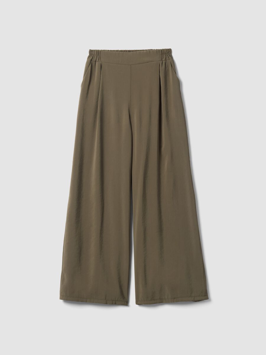 Green viscose-blend palazzo trousers_4