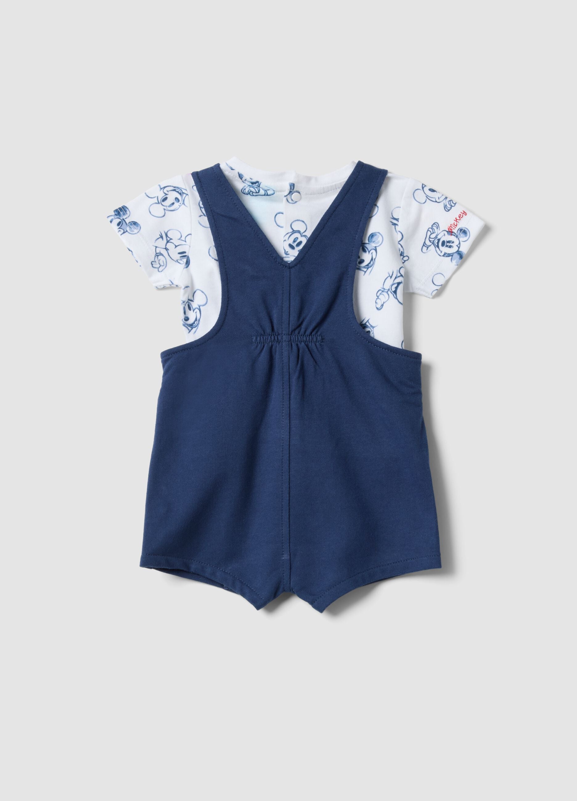 Multicoloured pure cotton baby outfit with Mickey Mouse