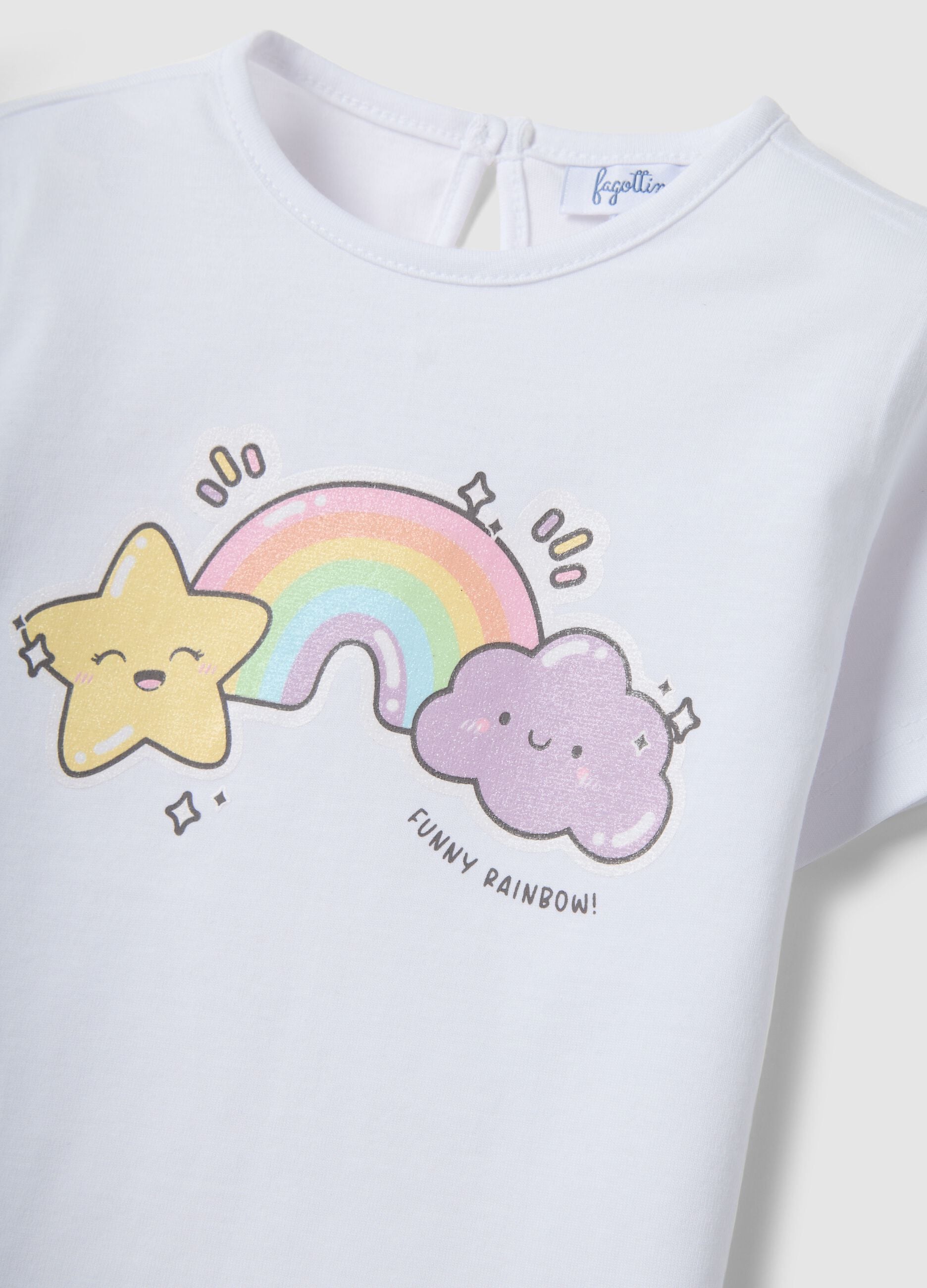 Regular fit pure cotton white t-shirt for girls with prints