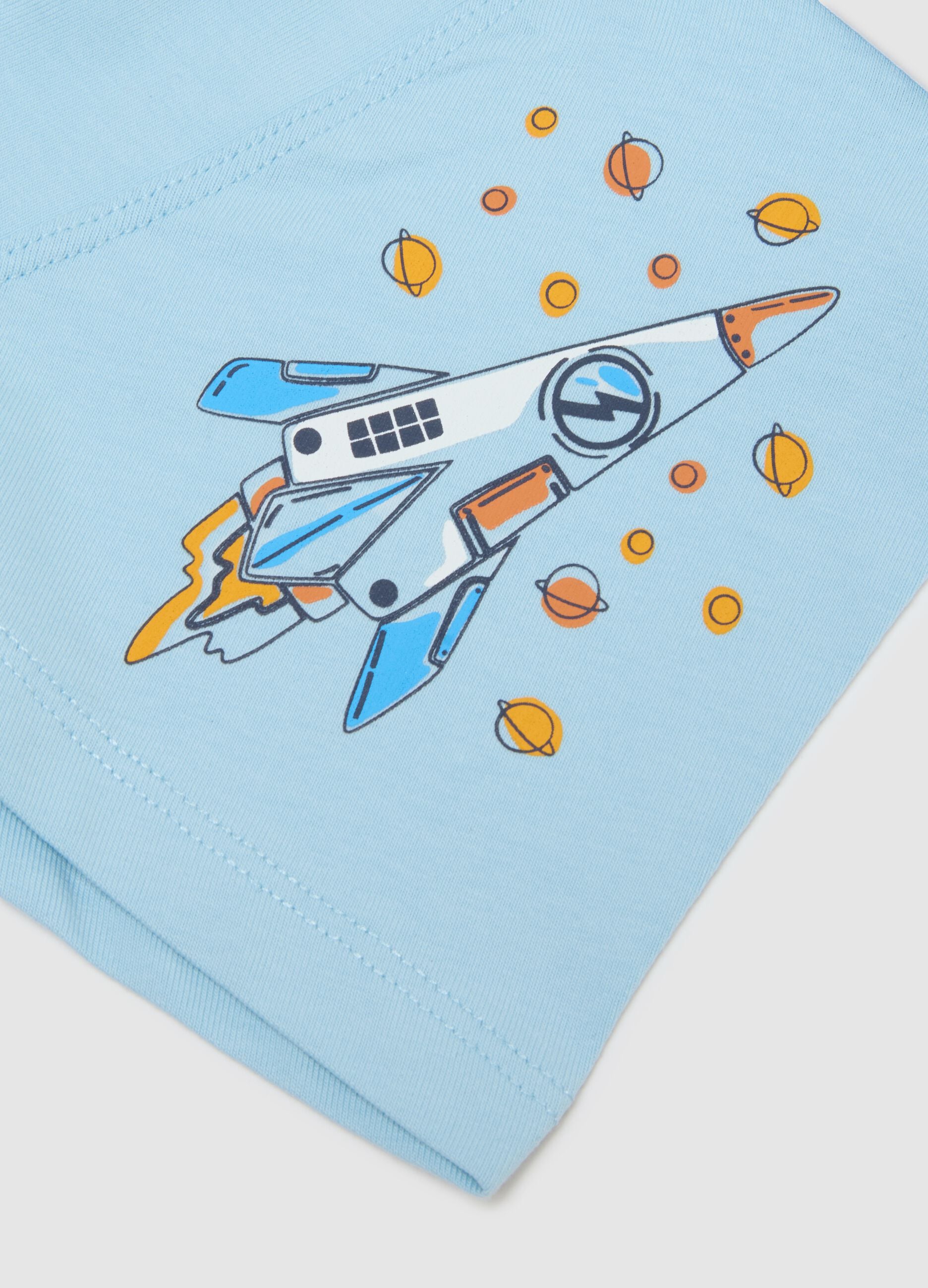 Blue cotton regular fit boxers with print for children