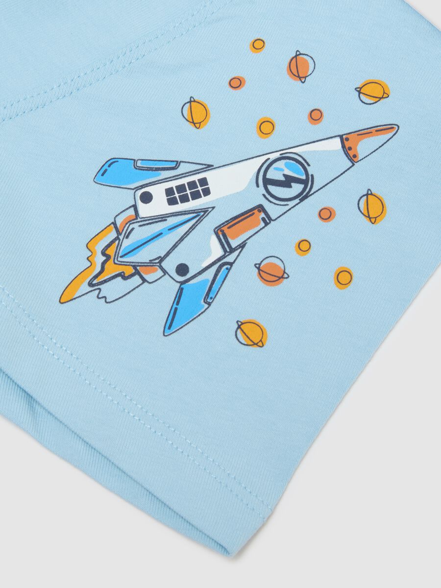 Blue cotton regular fit boxers with print for children_2