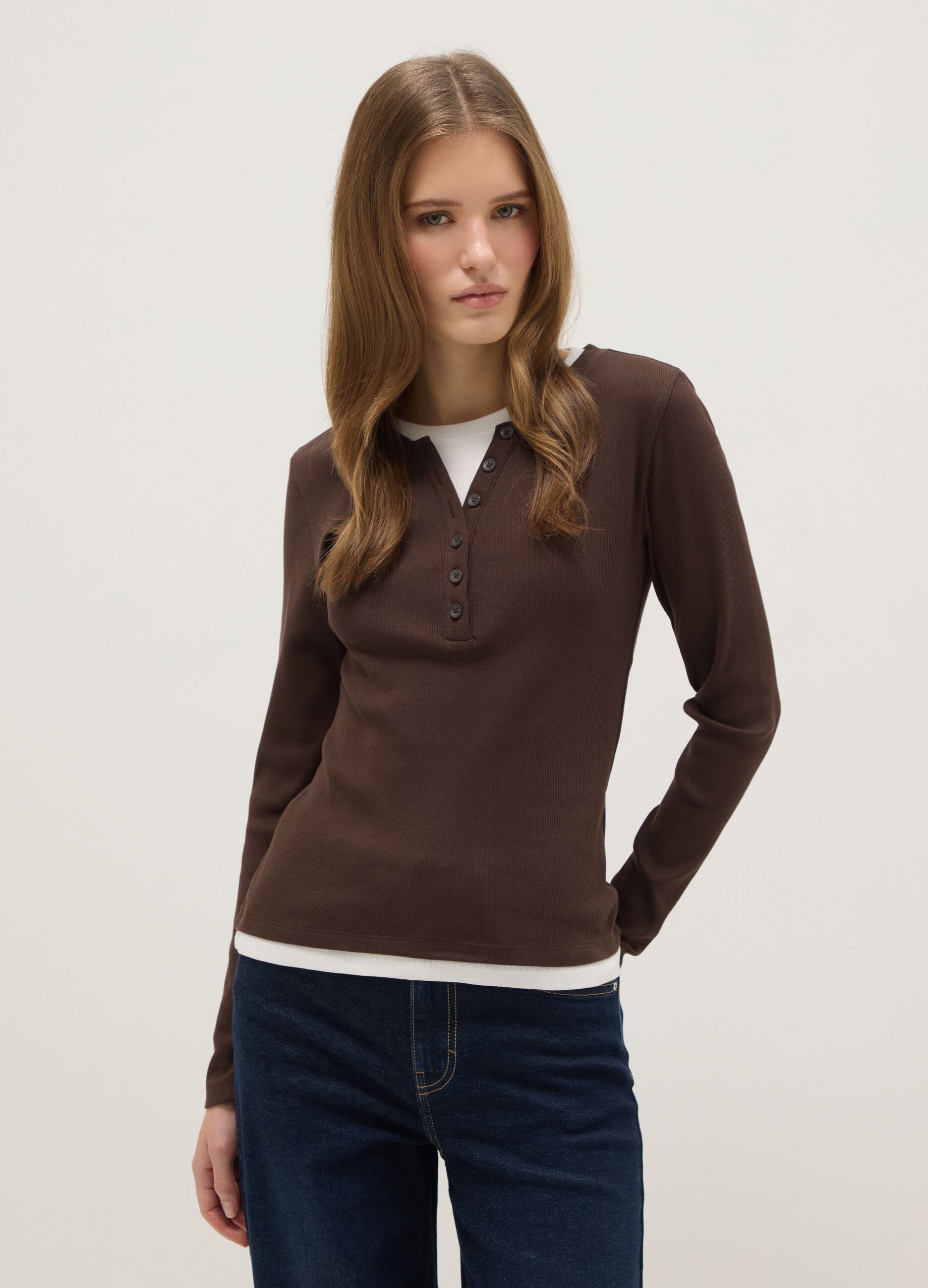 Multicolour long-sleeved pure cotton regular fit sweater