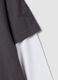 Girls&rsquo; grey oversized pure cotton T-shirt with double sleeves_5