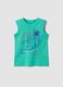 Green pure cotton surf-print vest top for boys, regular fit_0