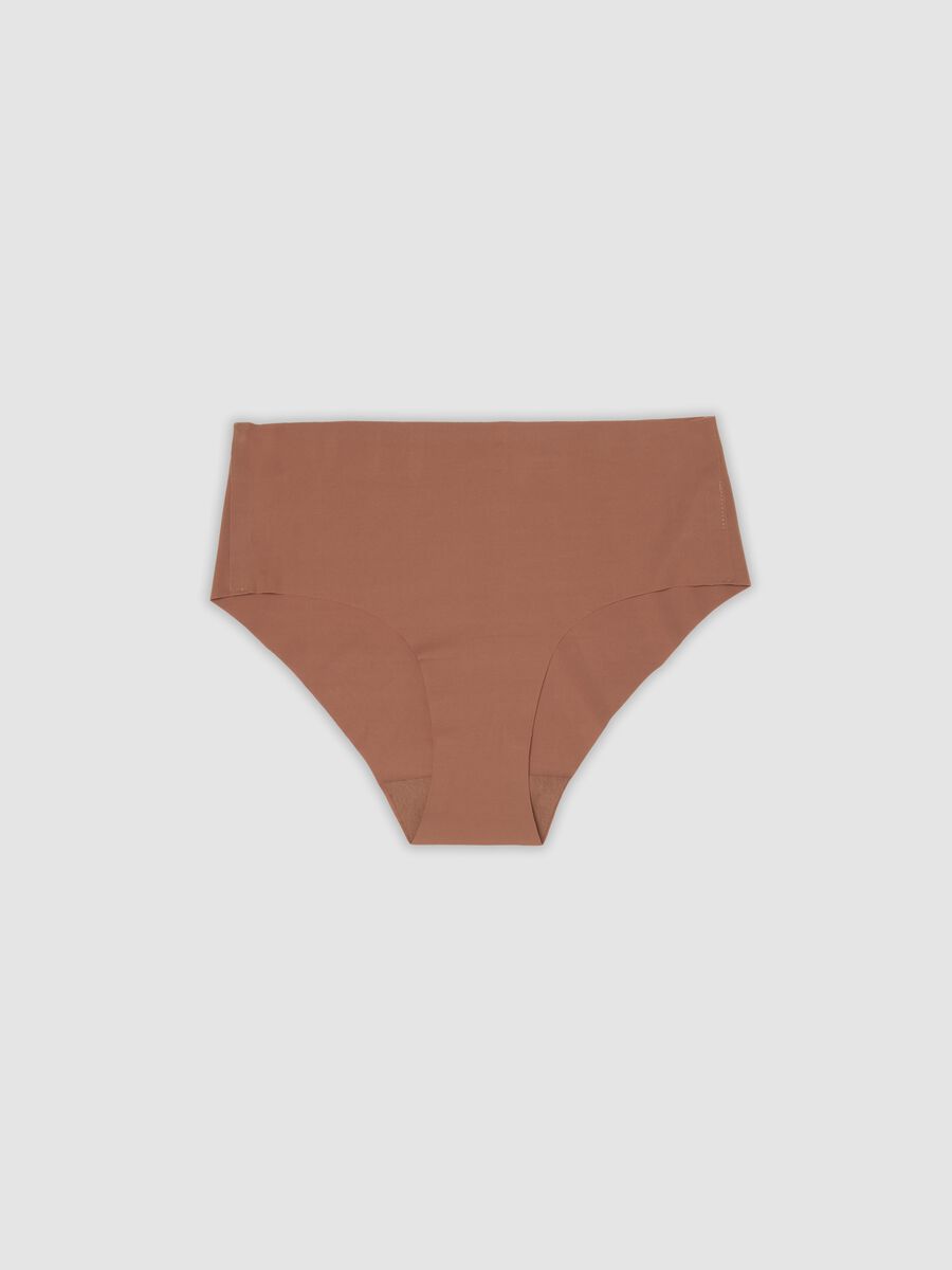 Brown regular-waist stretch microfibre hipster briefs_0