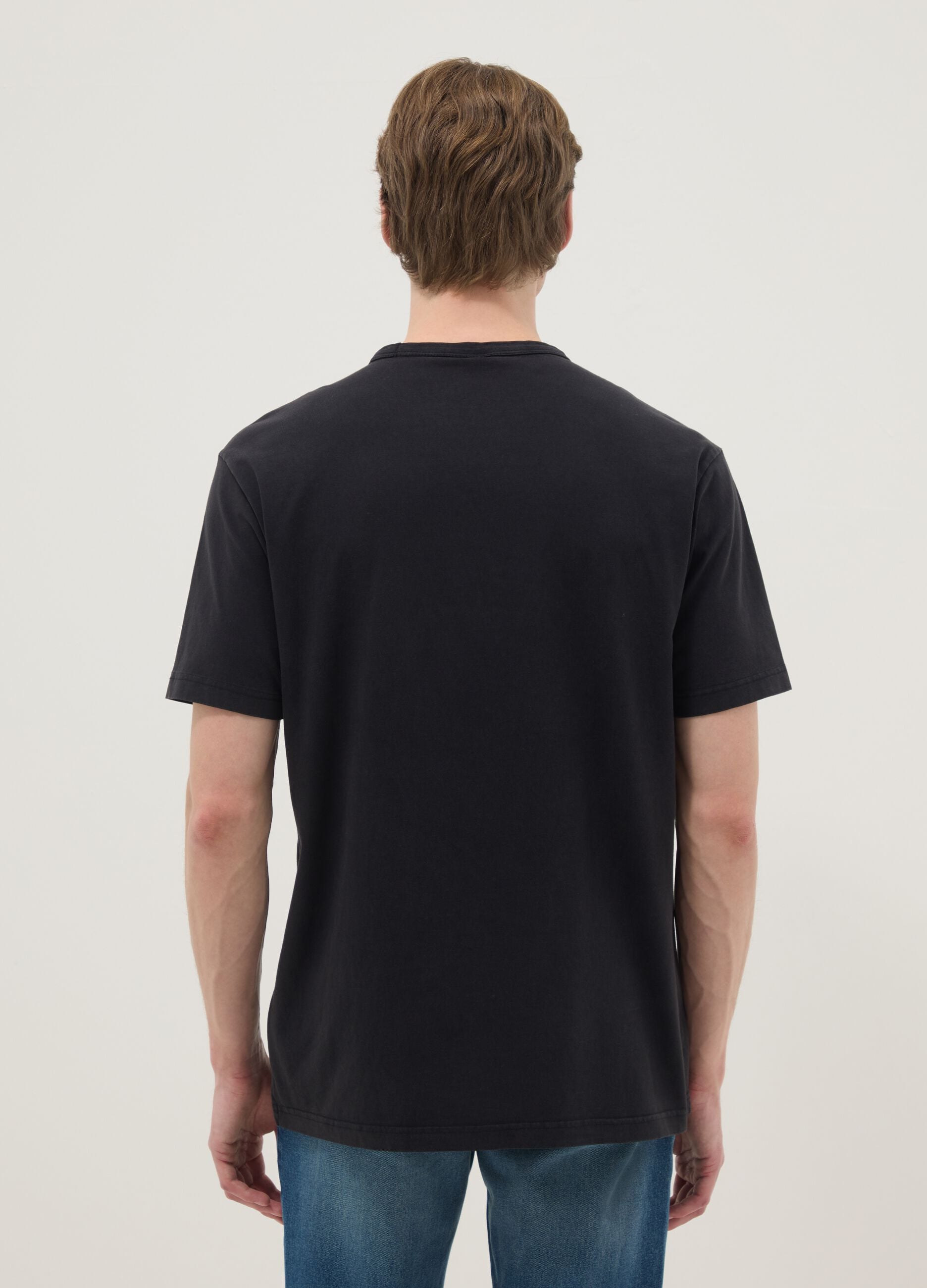 Black regular fit pure cotton T-shirt with AC/DC logo