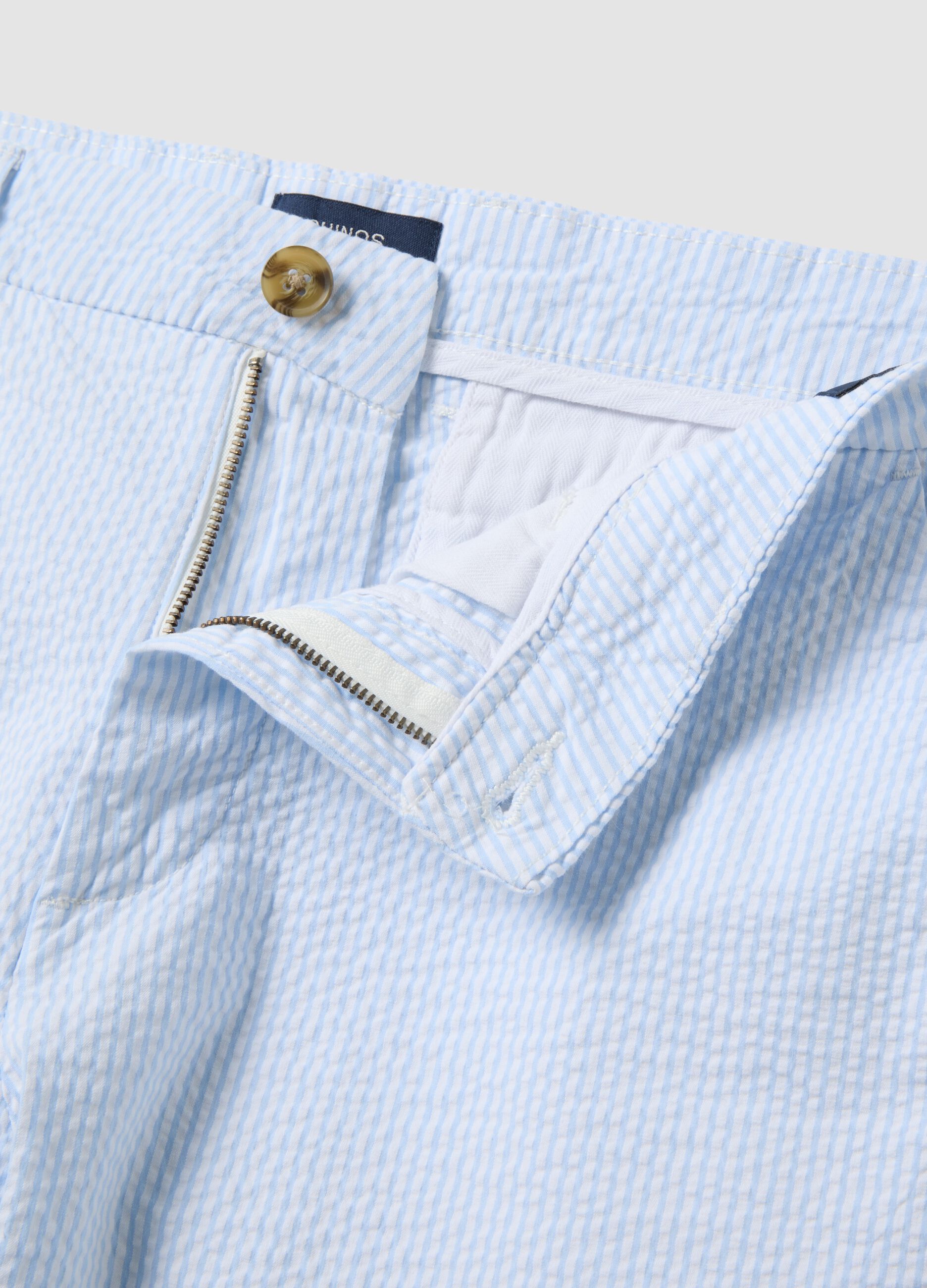 Light blue striped stretch cotton chino shorts, regular fit