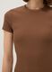 Brown fitted short-sleeve stretch cotton T-shirt_3