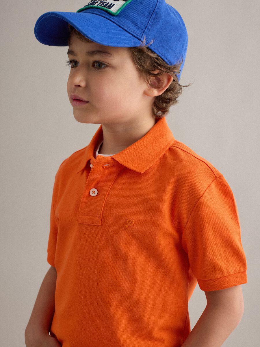 Orange stretch cotton polo for kids regular fit_2