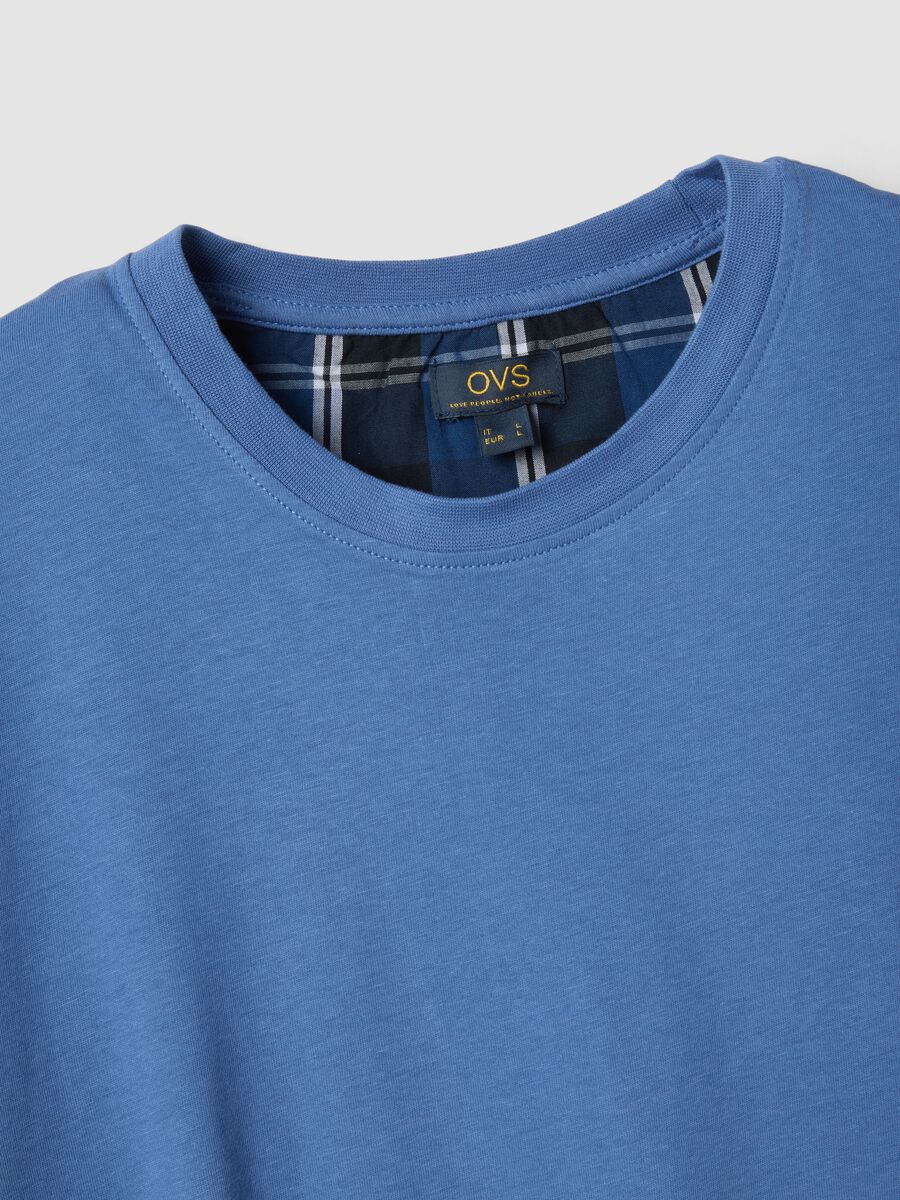 Regular fit short blue checked pure cotton pyjamas_5