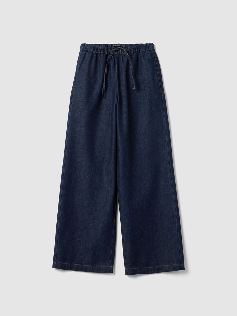 Pure Cotton Blue Denim Jogger Trousers Regular Fit_4