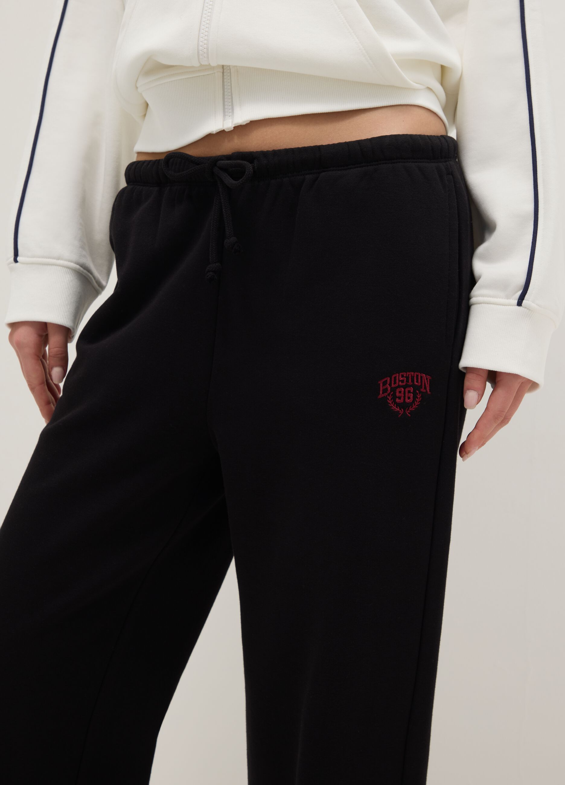 Black cotton blend regular fit joggers