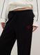 Black cotton blend regular fit joggers_3