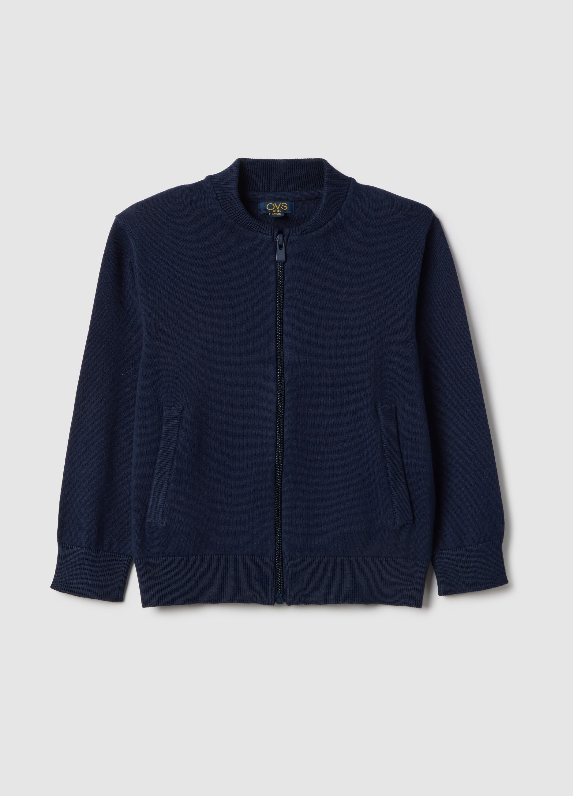 Children's regular fit blue pure cotton cardigan with full zip