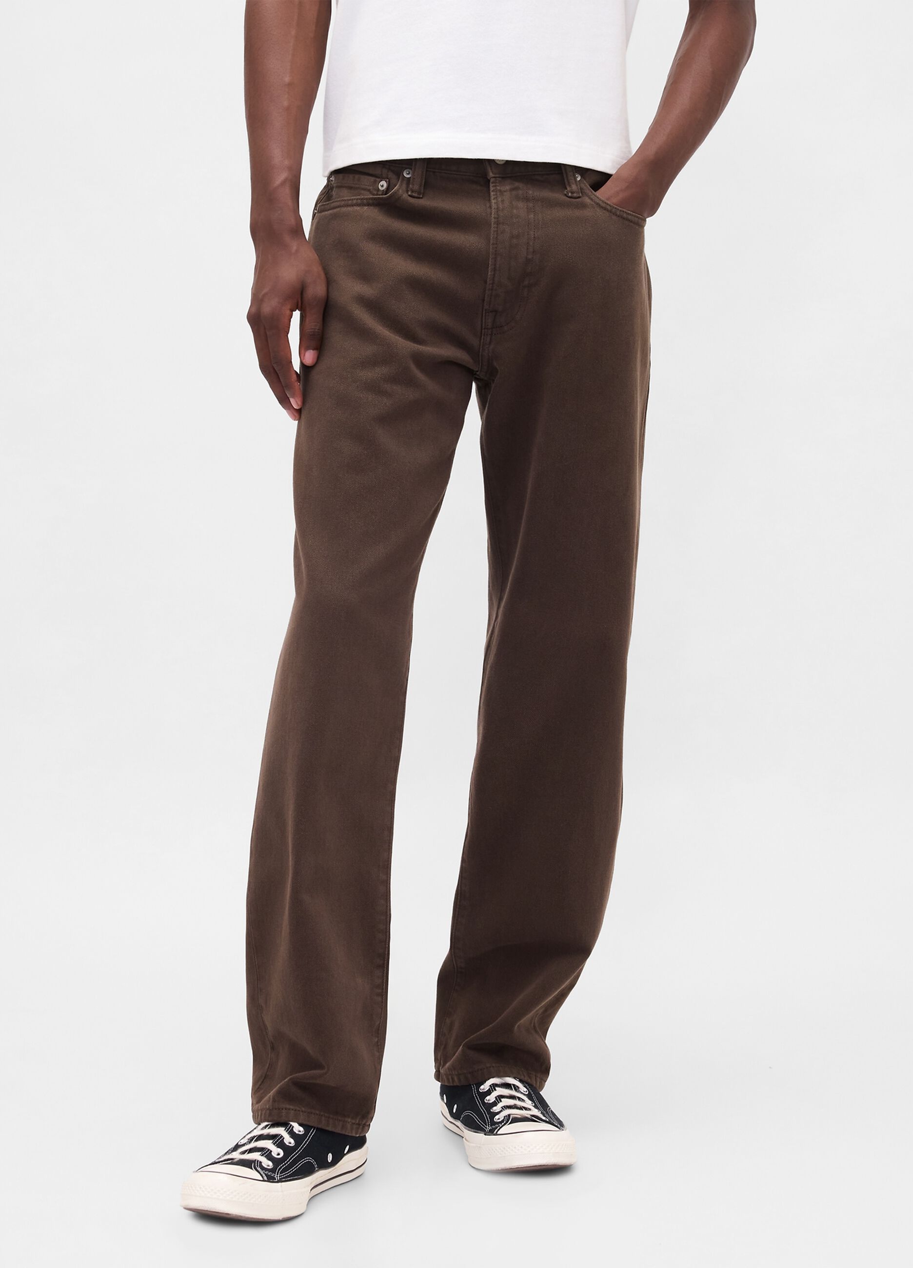 Straight Brown Denim Trousers