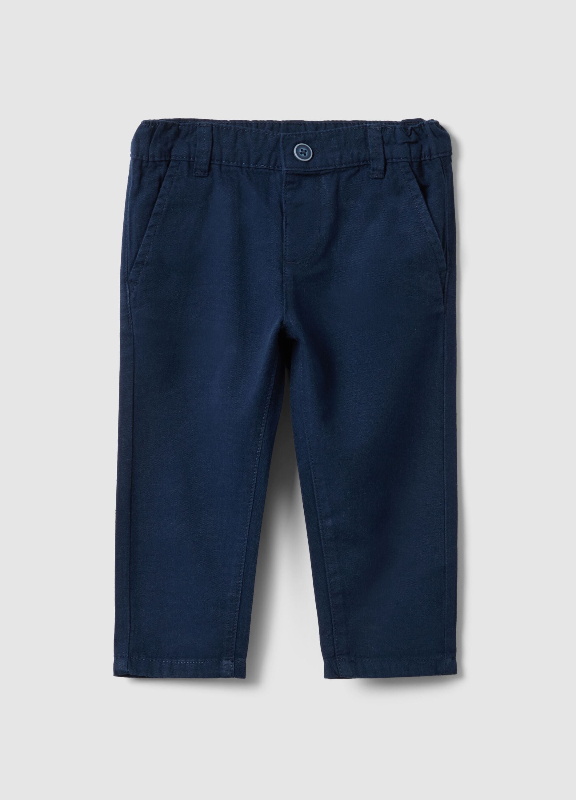 Children's regular fit blue linen-cotton blend chinos